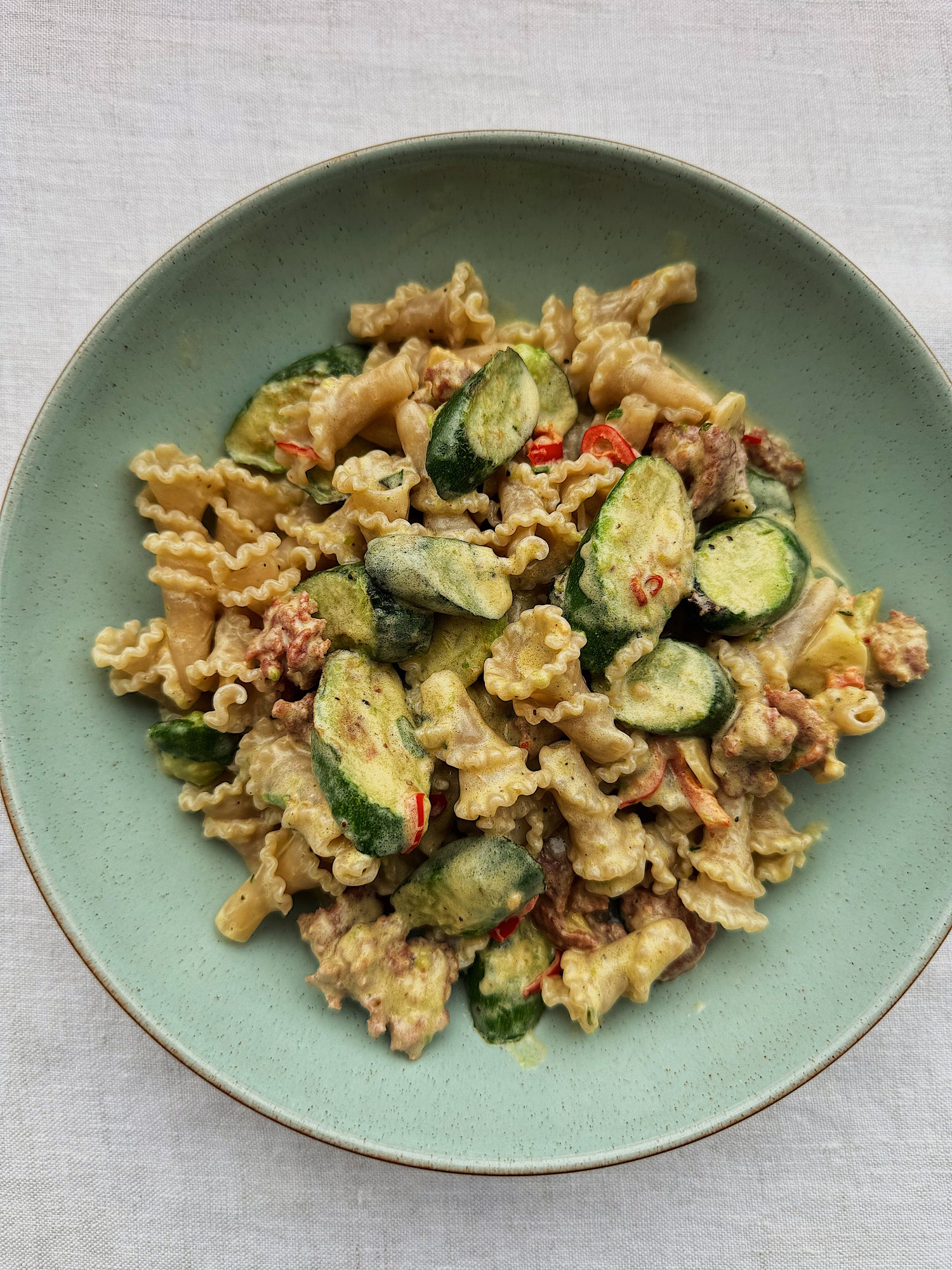 Courgette, Sicilian Sausage and Chilli Gigli