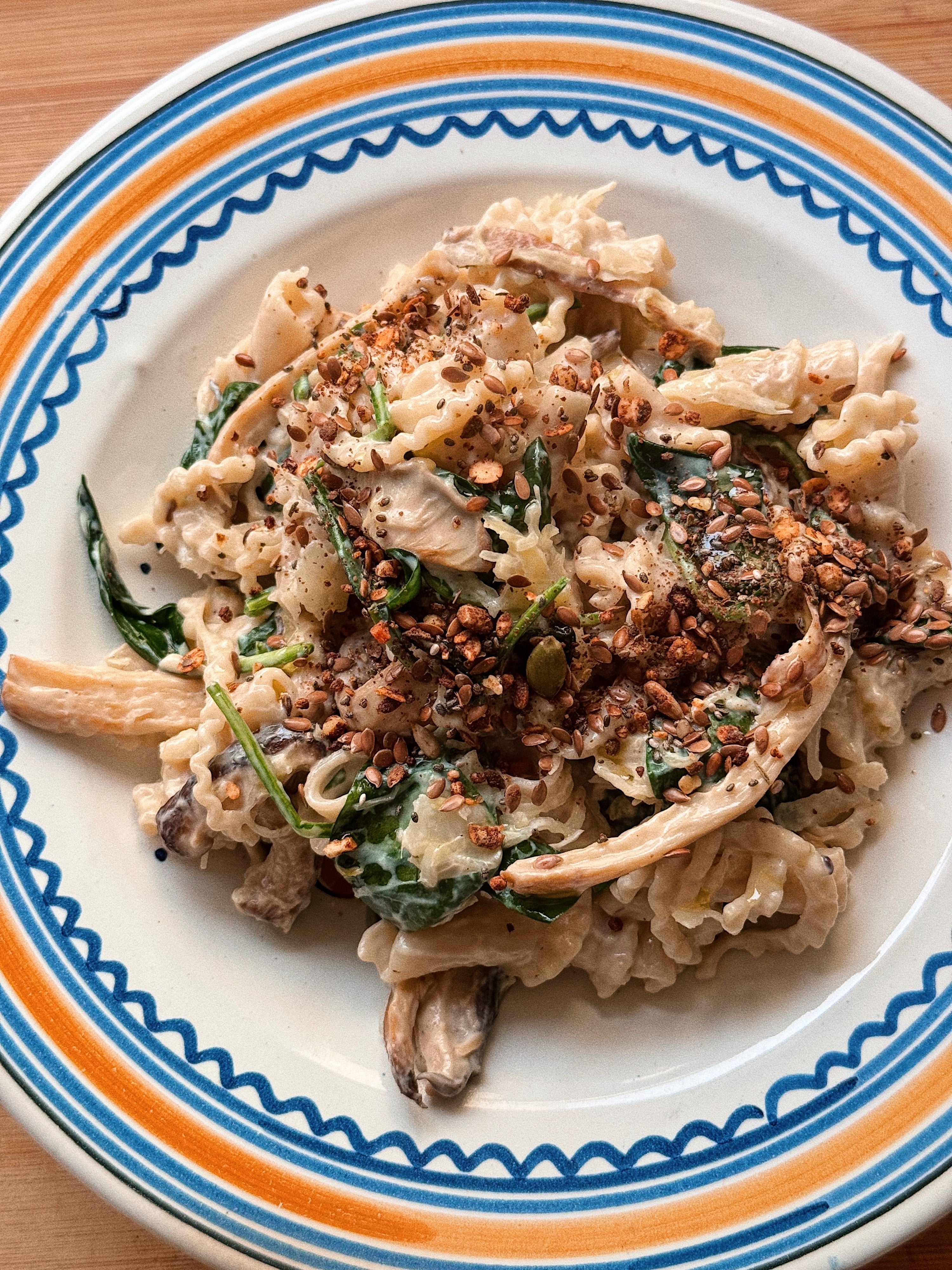 Creamy sauerkraut and mushroom pasta