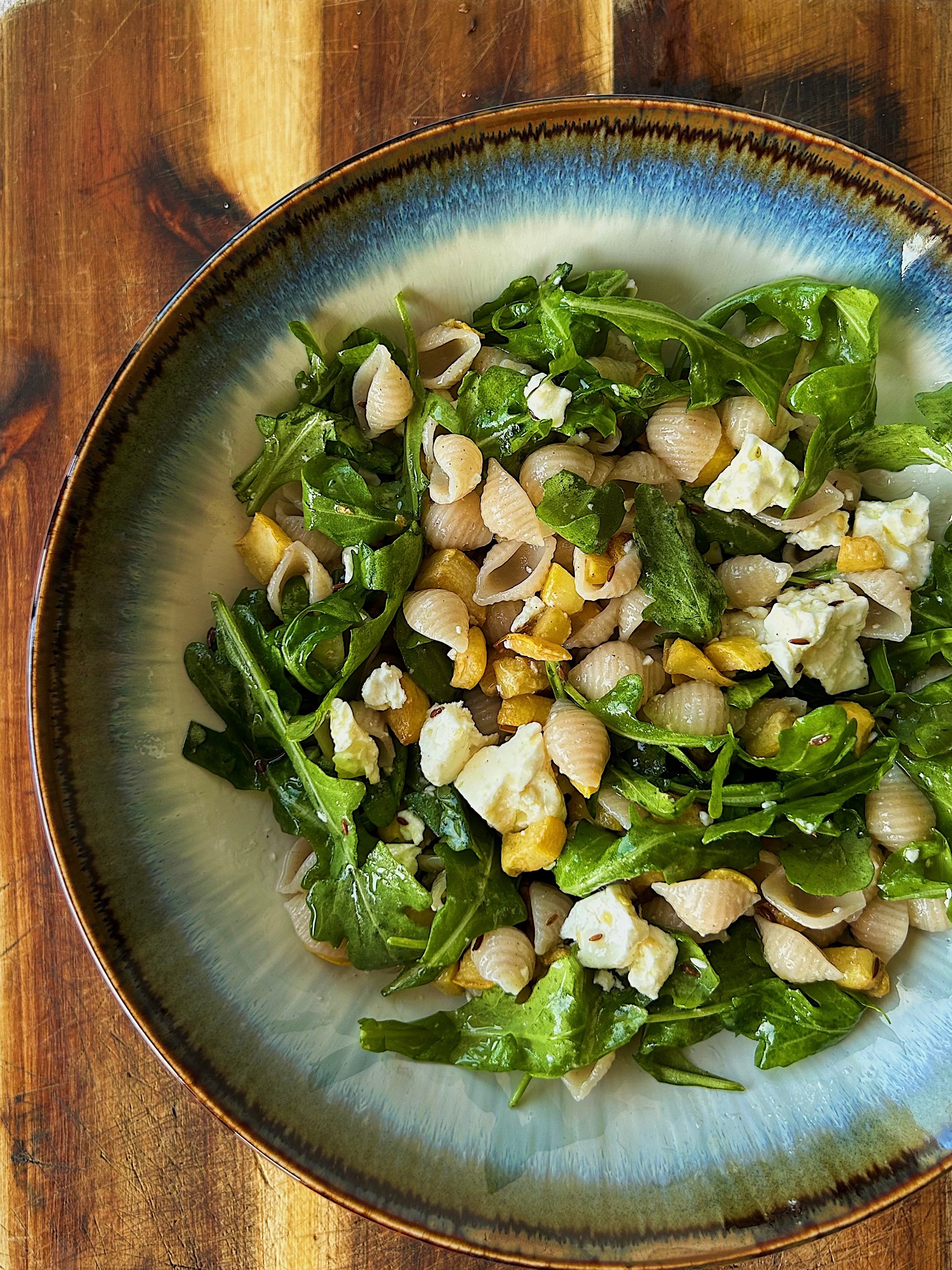 Cumin Roasted Summer Squash, Feta Conchigliette Salad