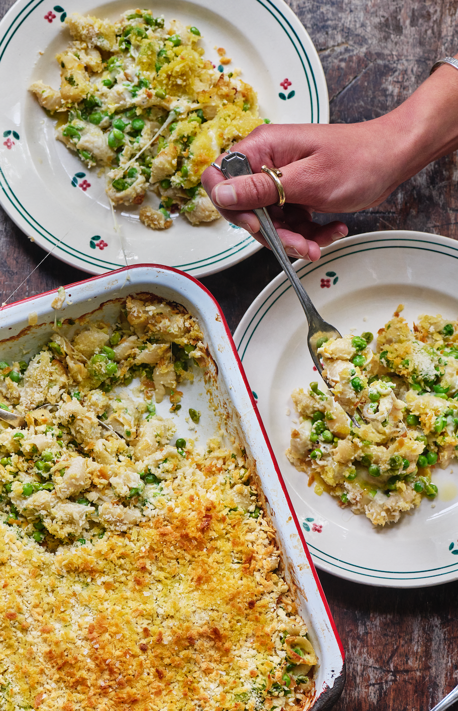 Pea, Ricotta & Lemon Conchigliette Bake