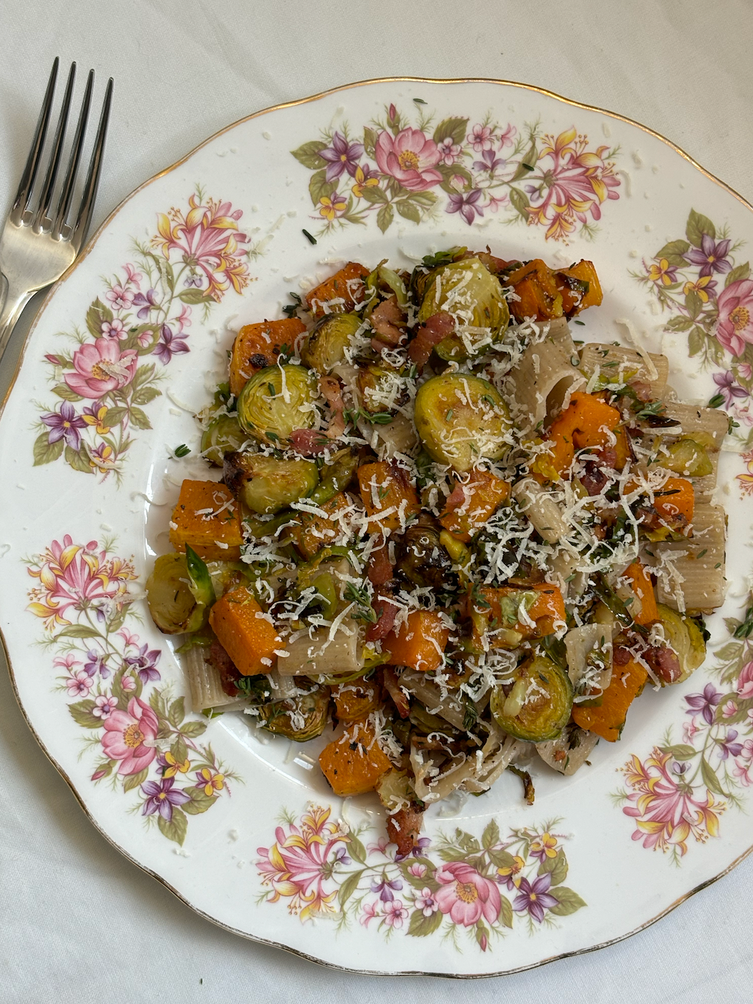 Brussels Sprouts, Butternut Squash and Pancetta Radiatori