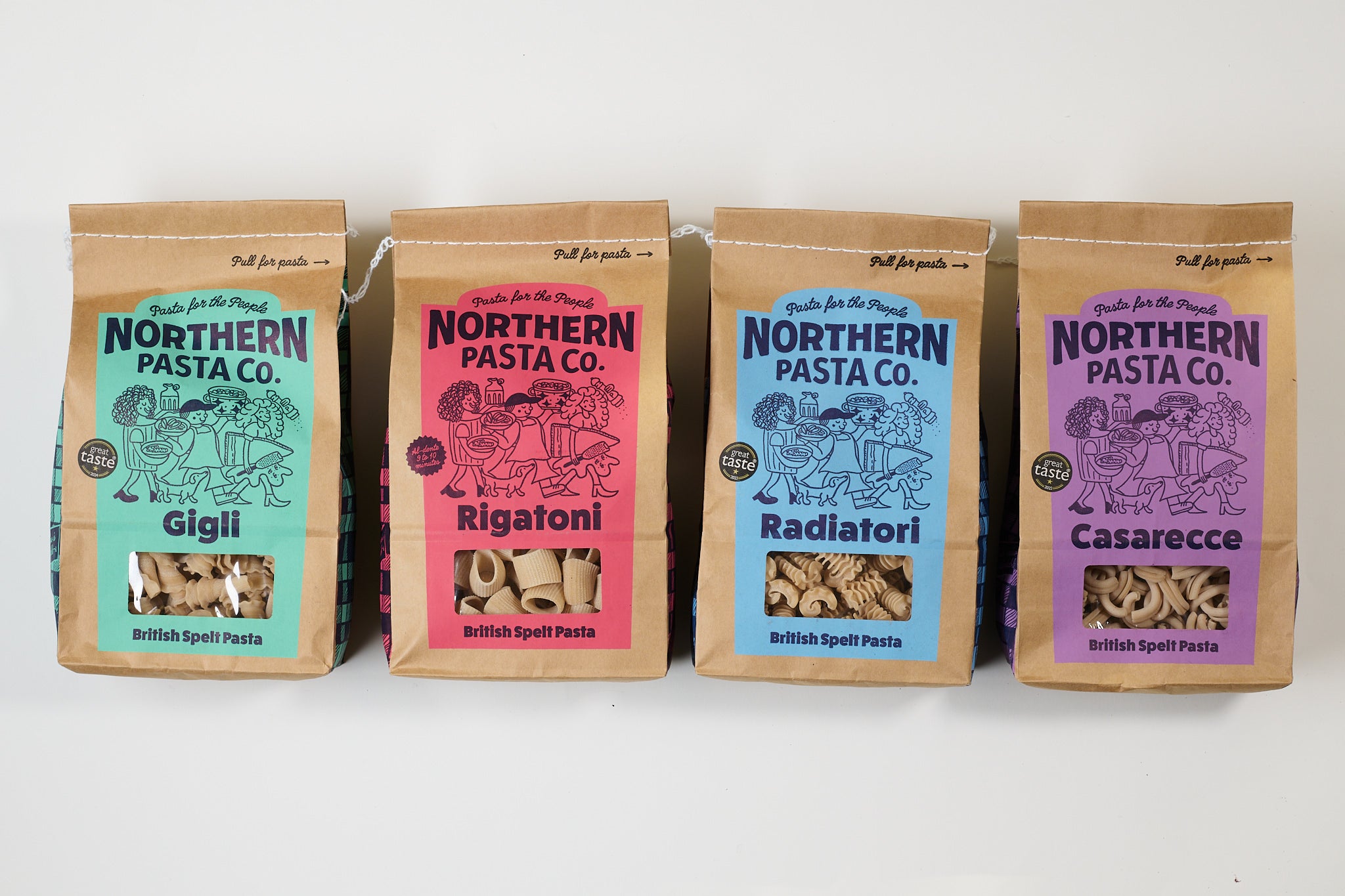 Northern Pasta Co. British Spelt Pasta Box of 4 Pasta Packaging